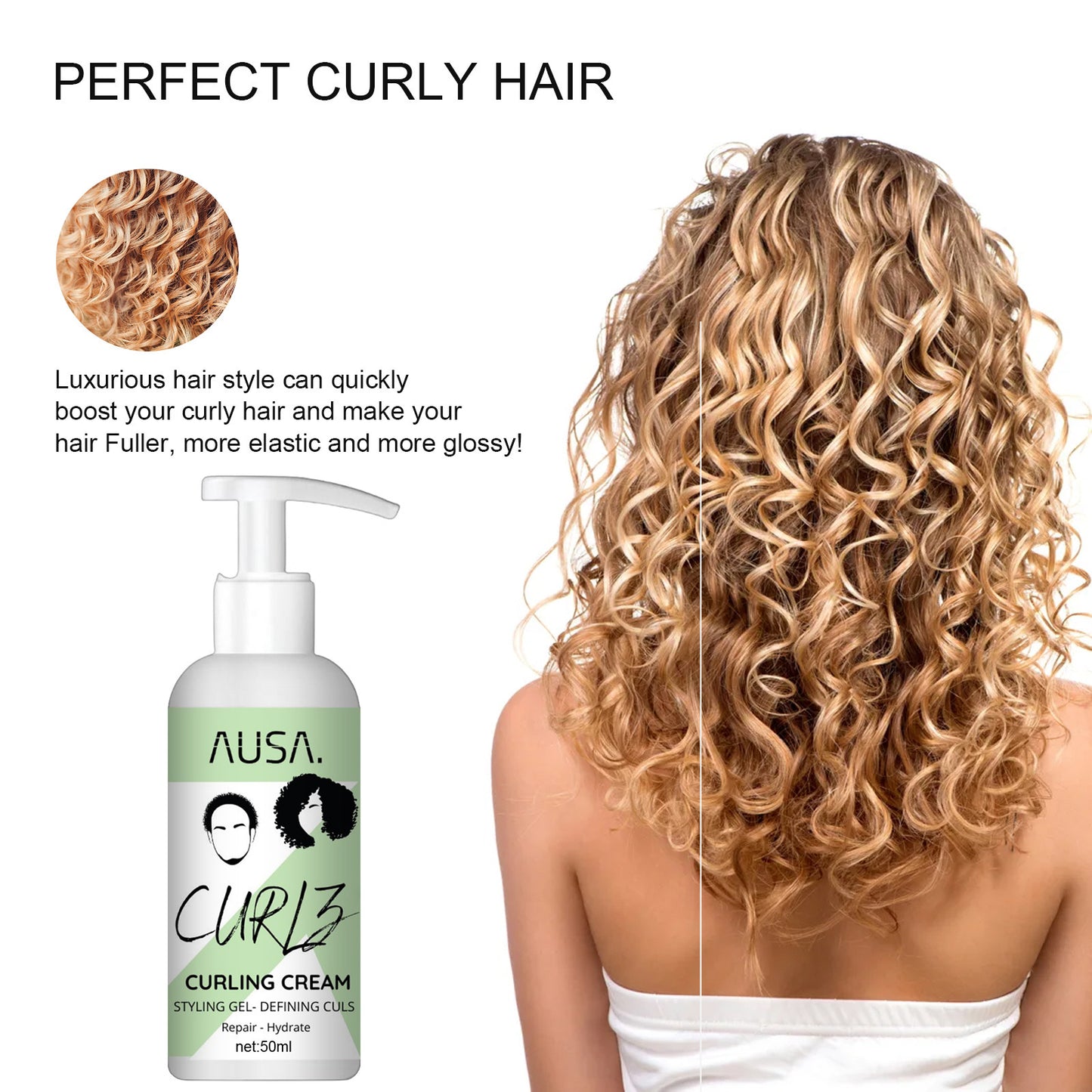 50ml Hair Curl Elastin Spray - Moisturizing & Protecting Hair Care