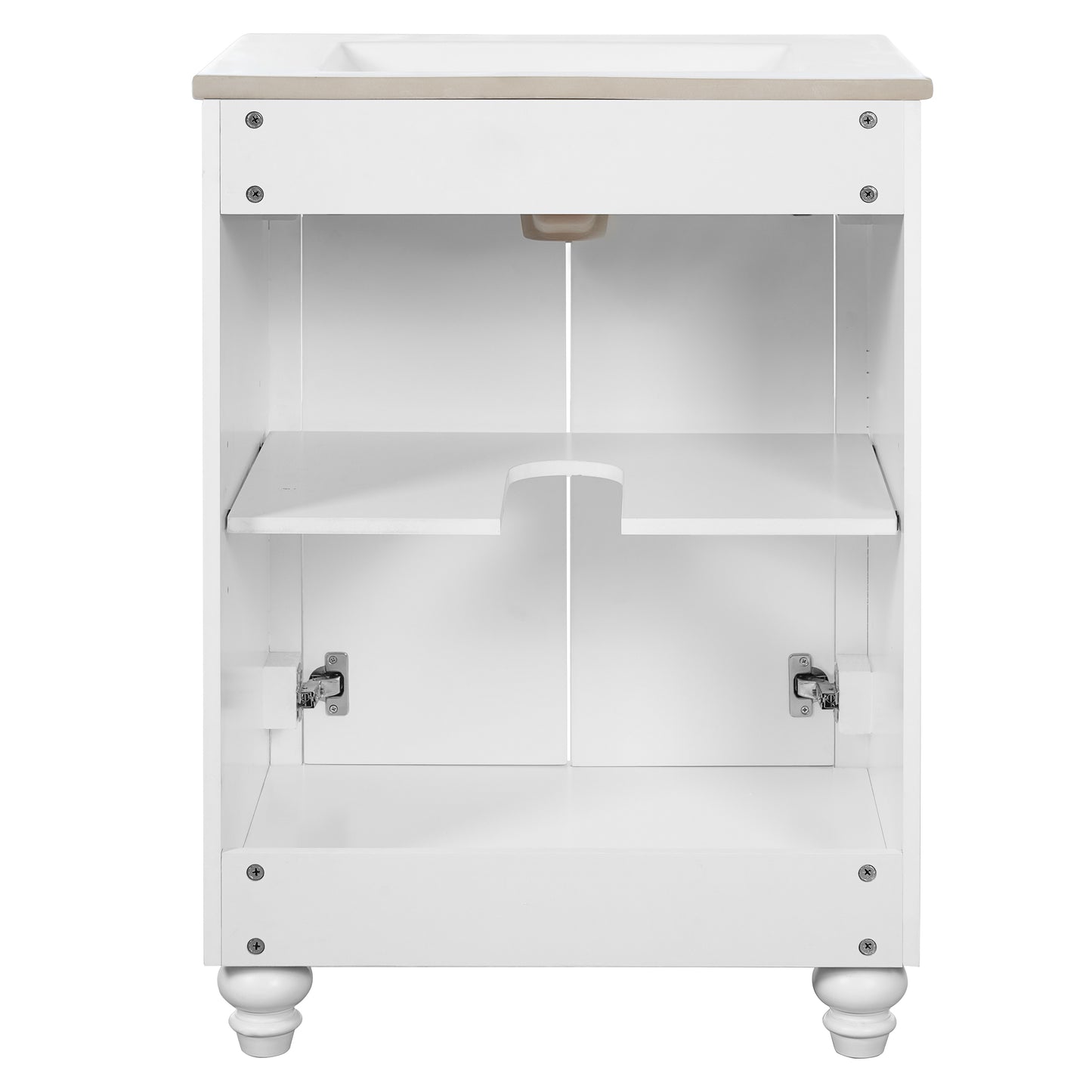Modern 24" Bathroom Vanity with Ornate Design & Soft-Close Hinges - White