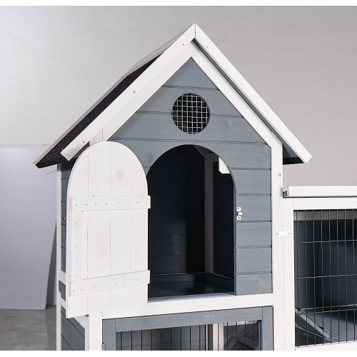 Large Weatherproof 2-Story Wooden Chicken Coop & Rabbit Hutch with No-Leak Tray
