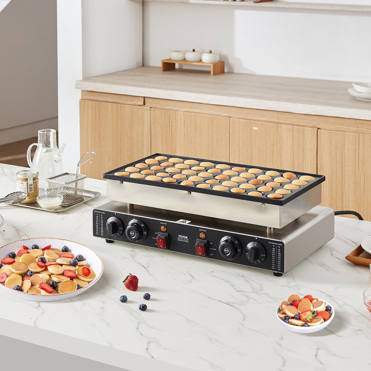 50PCS Mini Dutch Pancake Maker Commercial Dorayaki Baker 1700W - Kitchen Appliance