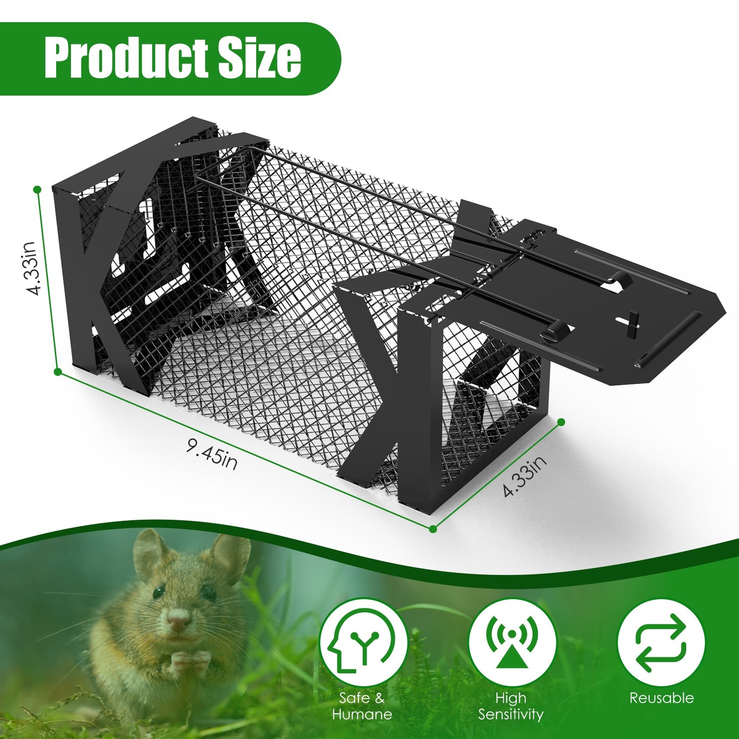 Humane Live Mouse Trap Cage - 2 Pcs Reusable Rodent Traps