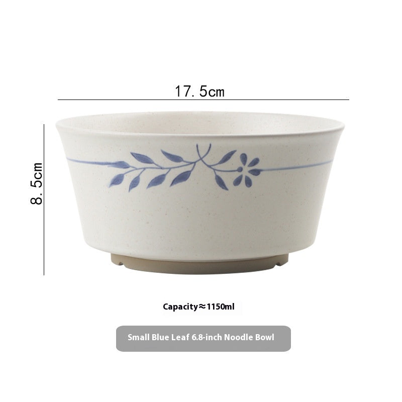 Retro Simple Rice Bowl Set - Household Kitchen Dinnerware with Flower Pattern