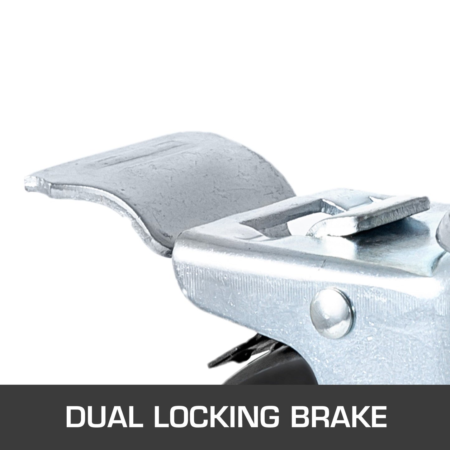 Heavy Duty Swivel Caster Wheels Set with Locking - 4 Pack, 5 Inch Rubber Casters, 1.25 Inch Square Stem, 440LBS Capacity