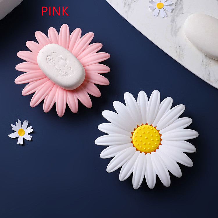 Double Layer Daisy Flower Soap Dish Drainable Bathroom Storage