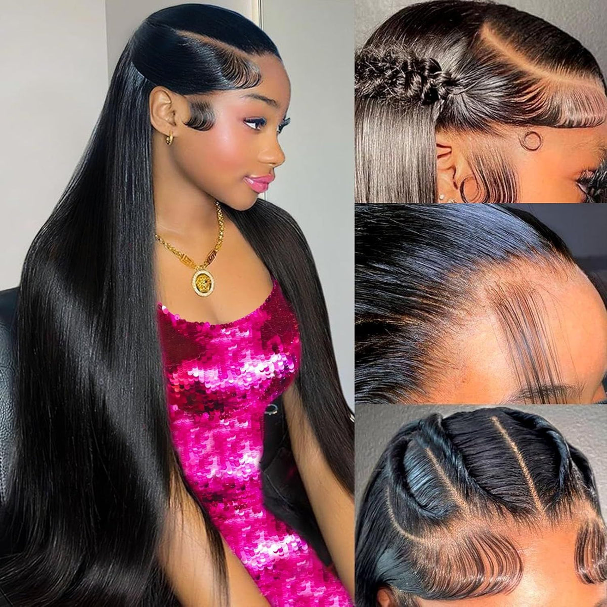 Long Straight Lace Wig 13x4 Synthetic Hair for Women - Black & Color Variants