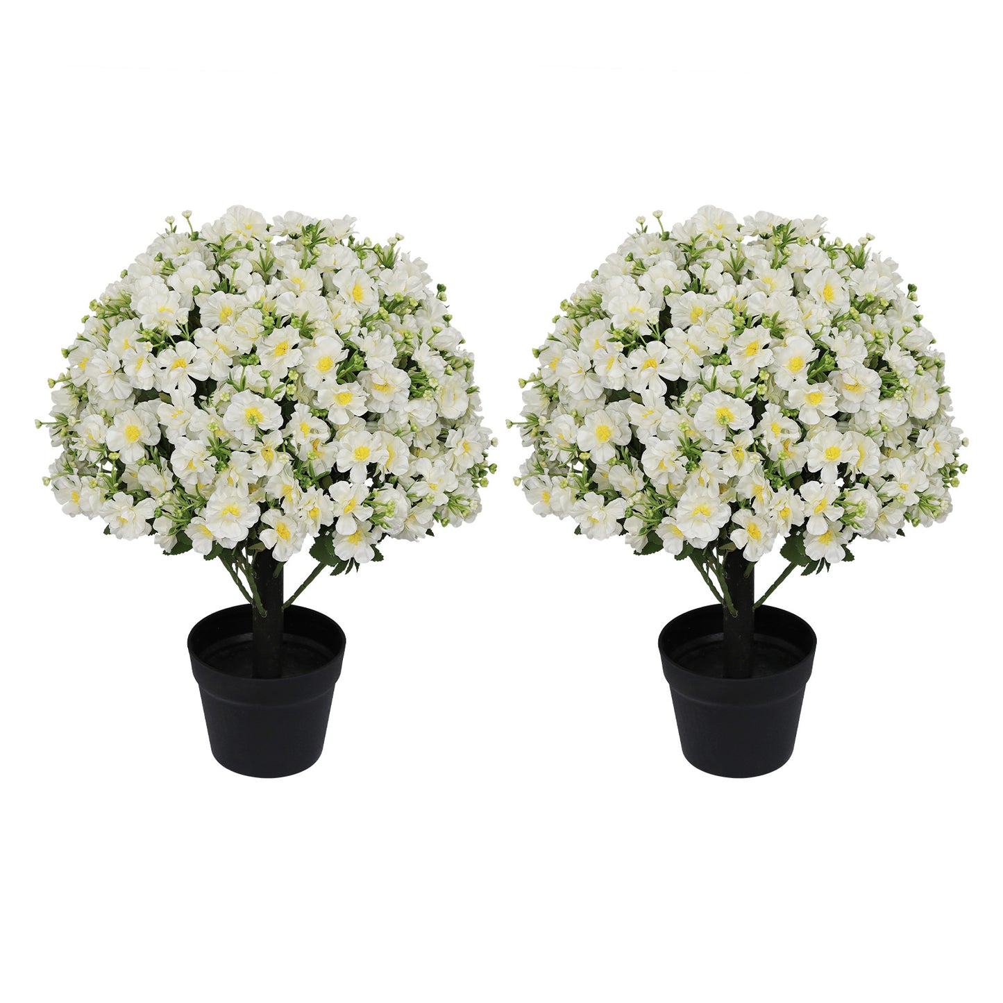 24-Inch Faux Flower Snow Lotus Potted Plant - UV-Resistant Decor