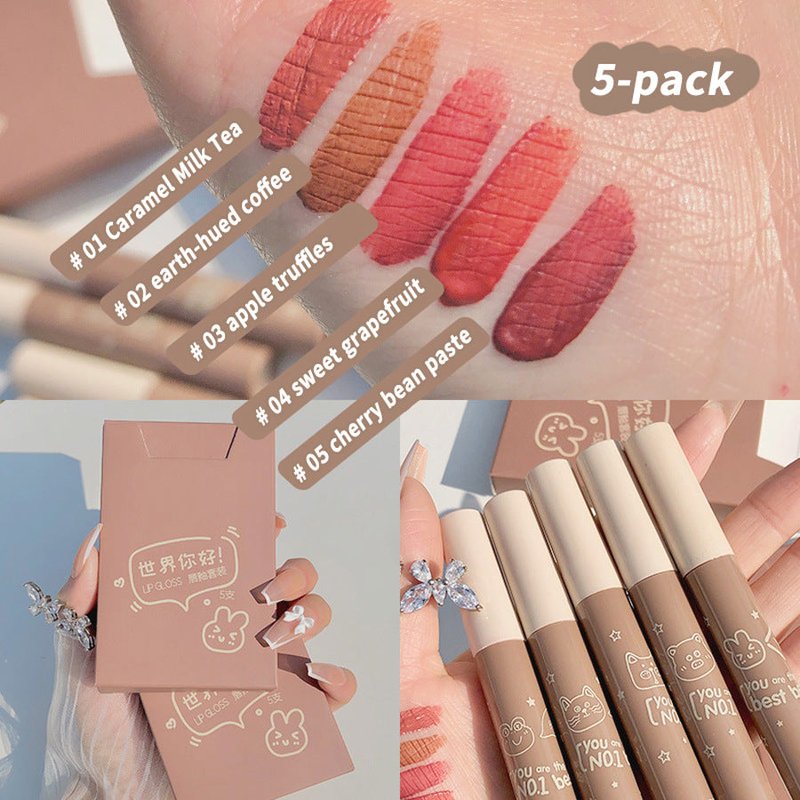 Lip Lacquer Set - 5 Colors Matte Long-Lasting Moisturizing