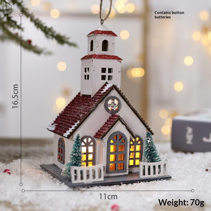 Creative Christmas Wooden House Pendant Decor - Rustic Holiday Ornaments