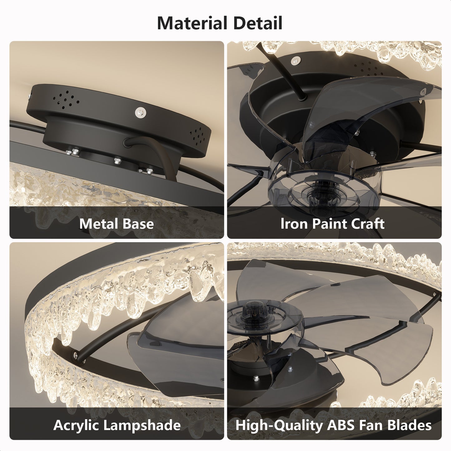 20-Inch Smart Flush Mount Ceiling Fan with LED Light & Remote Control