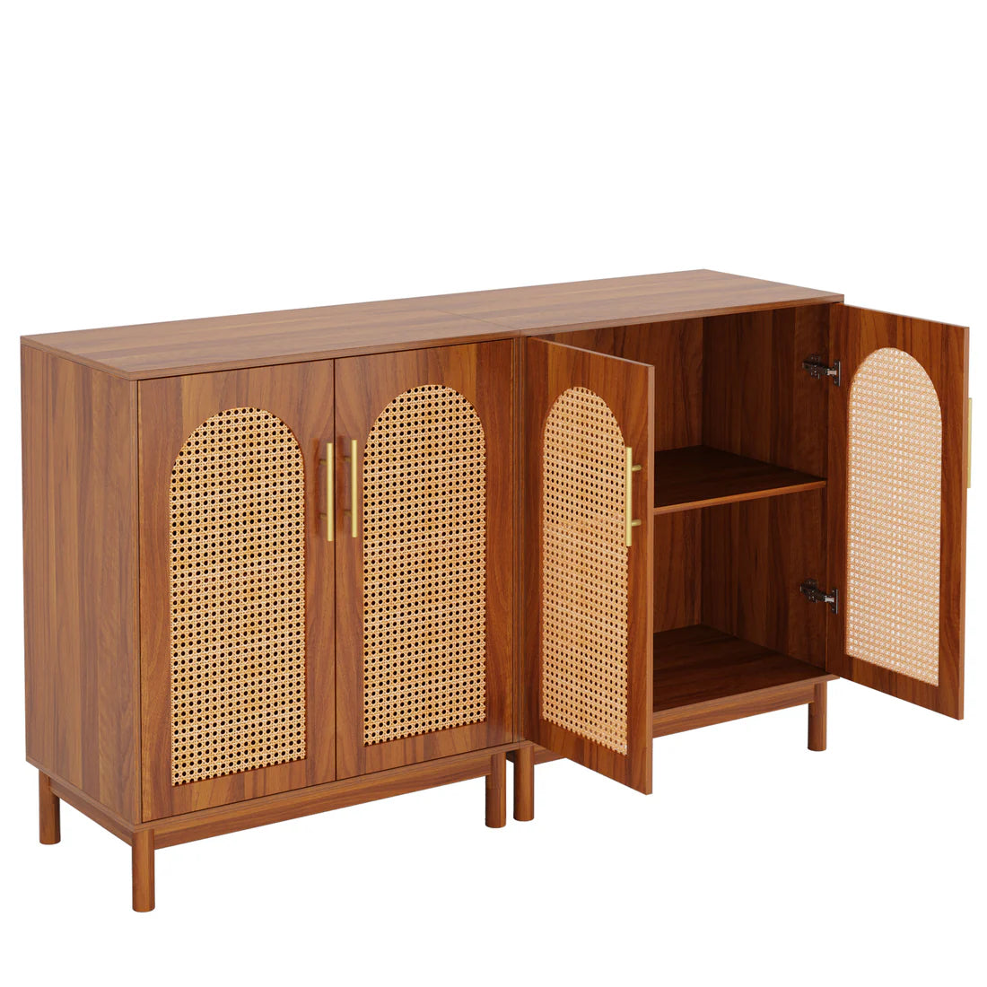 Modern Storage Cabinet - Rattan Sideboard Buffet in Light Brown