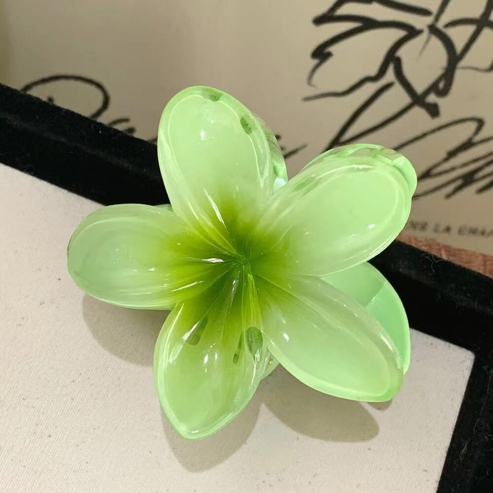 Colorful Plumeria Flower Barrettes - 6 Pc Set