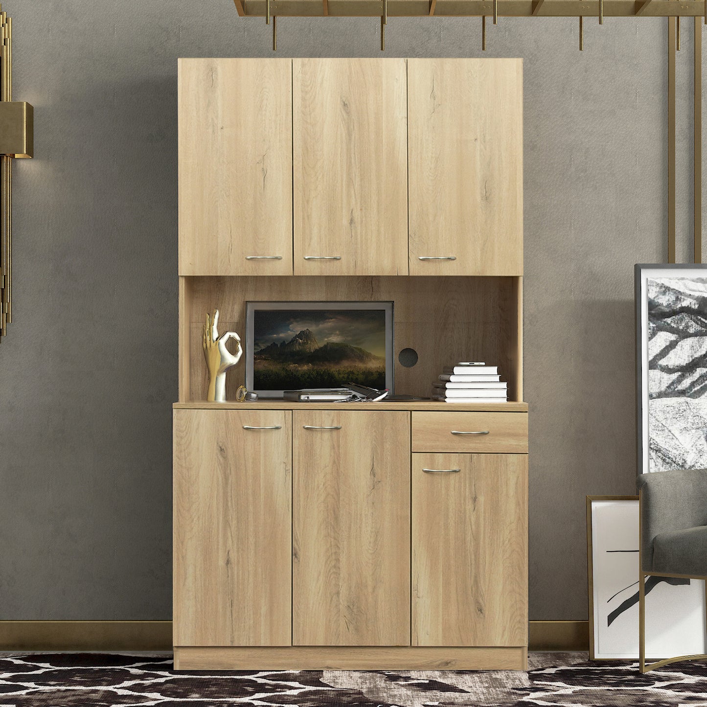 70.87" Tall Wardrobe and Kitchen Cabinet - Rustic Oak