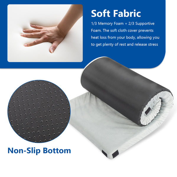 Memory Foam Camping Mattress - Plush Sleeping Pad - Gray