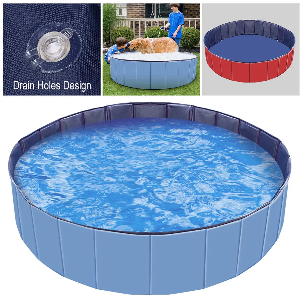 Foldable Pet Swimming Pool PVC Kiddie Dog Bathing Tub & Kids Playmat