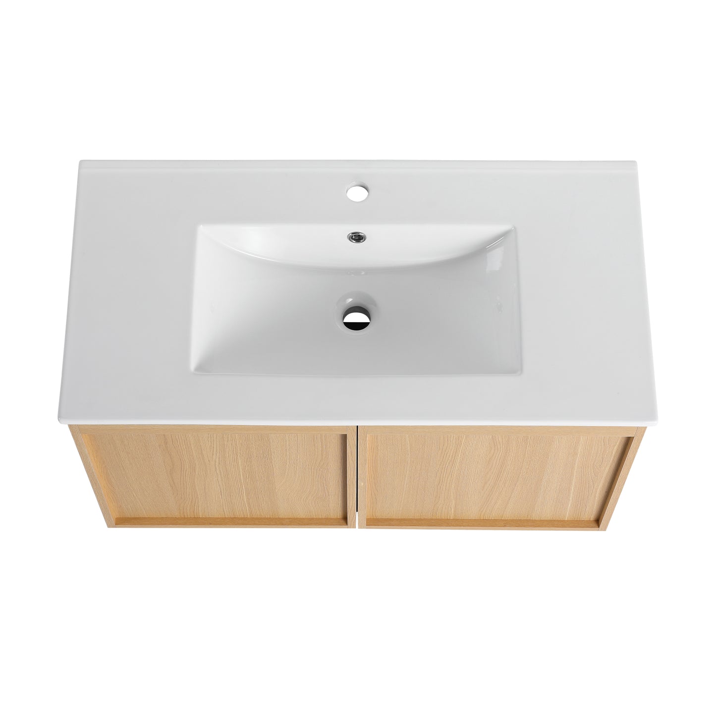 36" Wall-Mounted Bathroom Vanity with Sink - Light Oak