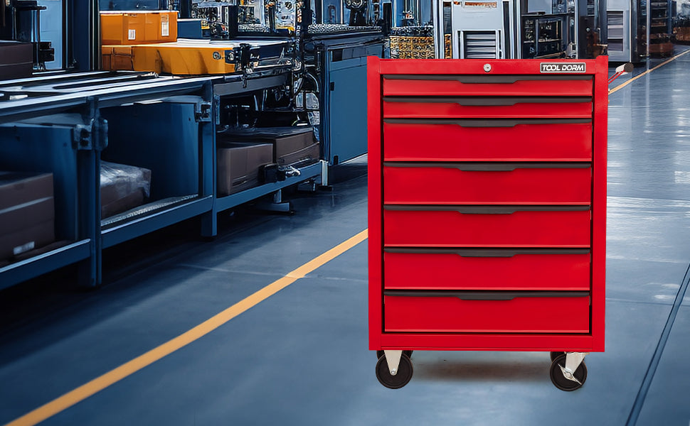 24.2-Inch Metal Rolling Tool Cabinet with Drawers and Locking System