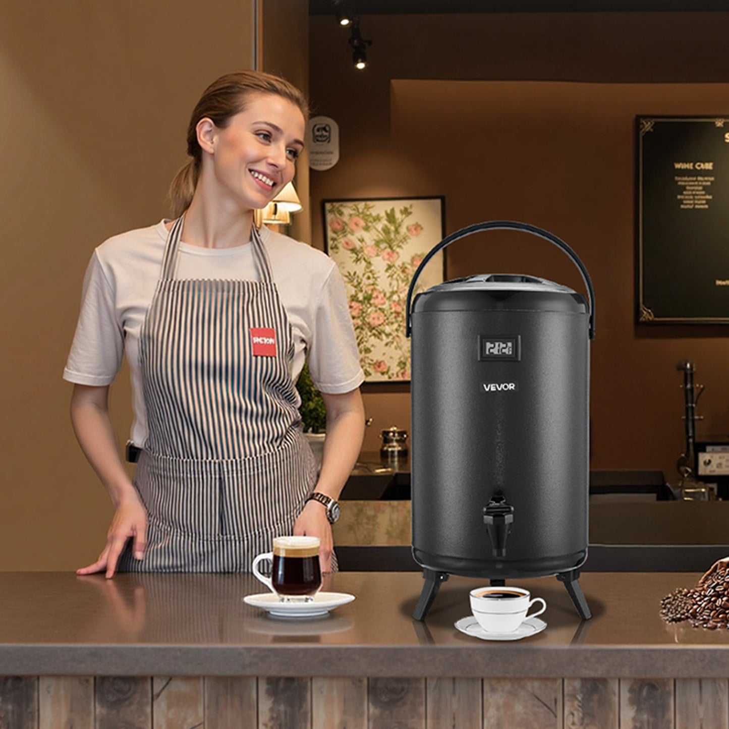 3.2 Gallon Insulated Beverage Dispenser - Hot & Cold Stainless Steel