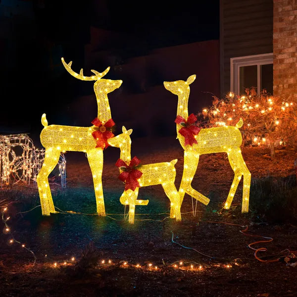 Lighted Christmas Reindeer Family Set - 3-Piece Outdoor Decor