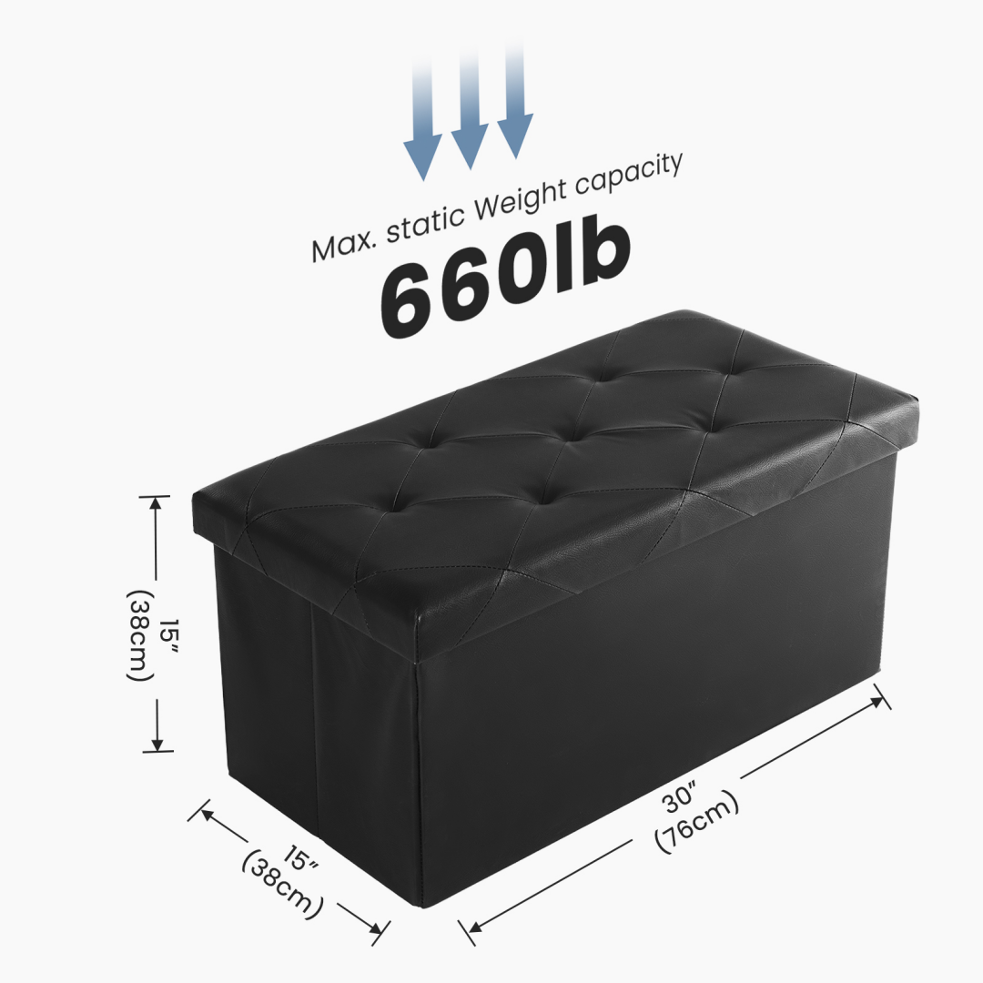 Foldable Storage Ottoman Bench 43in, Foot Rest Stool, Synthetic