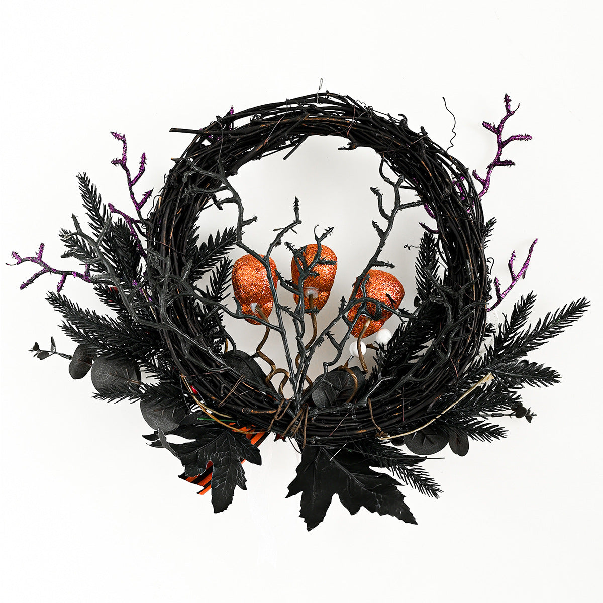 Halloween Yellow Skull Wreath for Festive Home Decor - 43x33cm