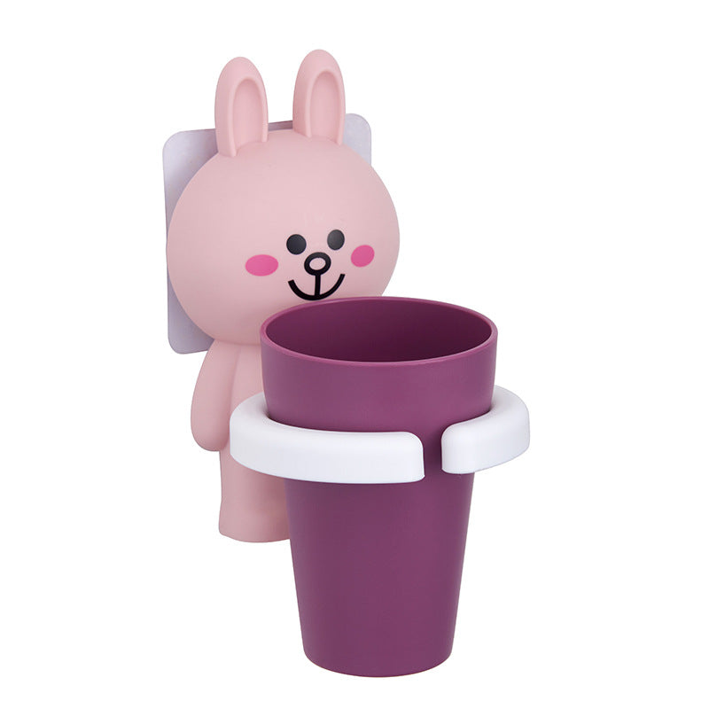 Children's Toothbrush Cup Holder Rack with Suction Cup - Multiple Colors