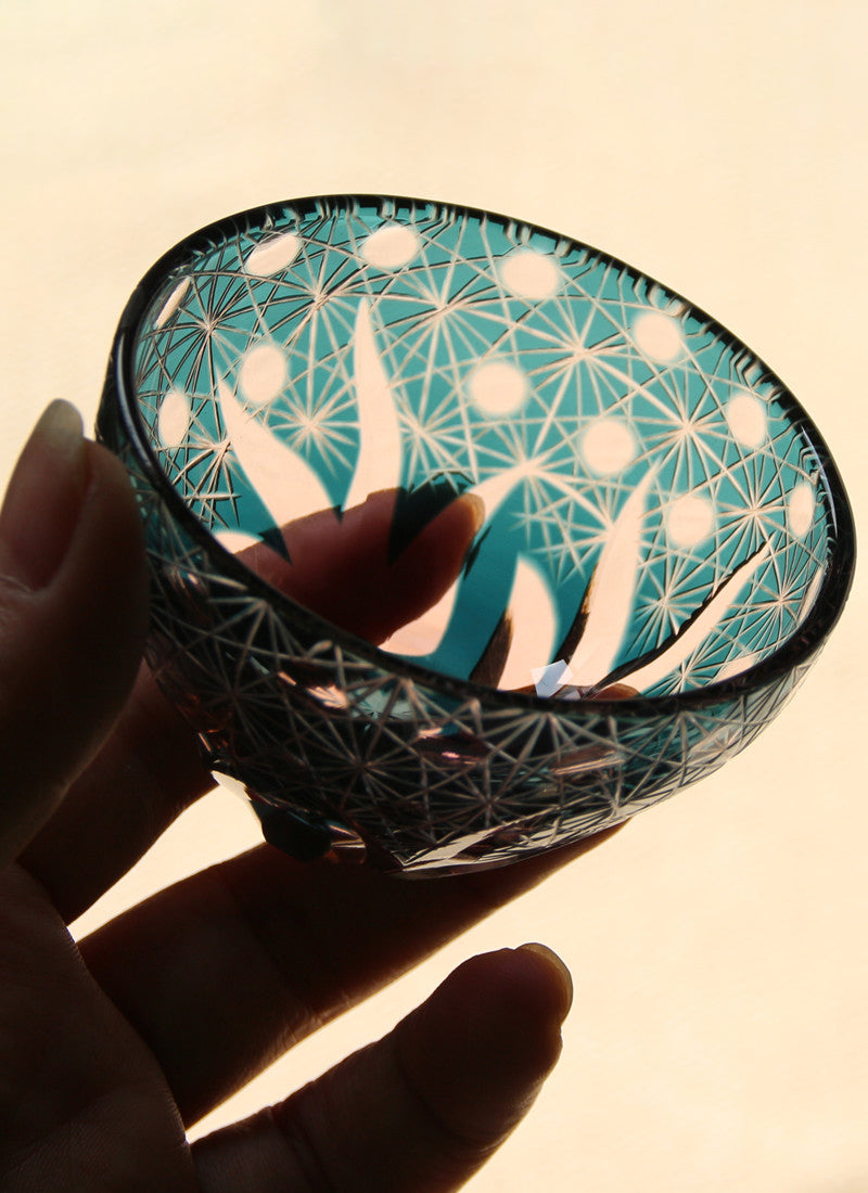 Hand Carved Crystal Glass Cup - Handmade Drinkware in Multiple Colors
