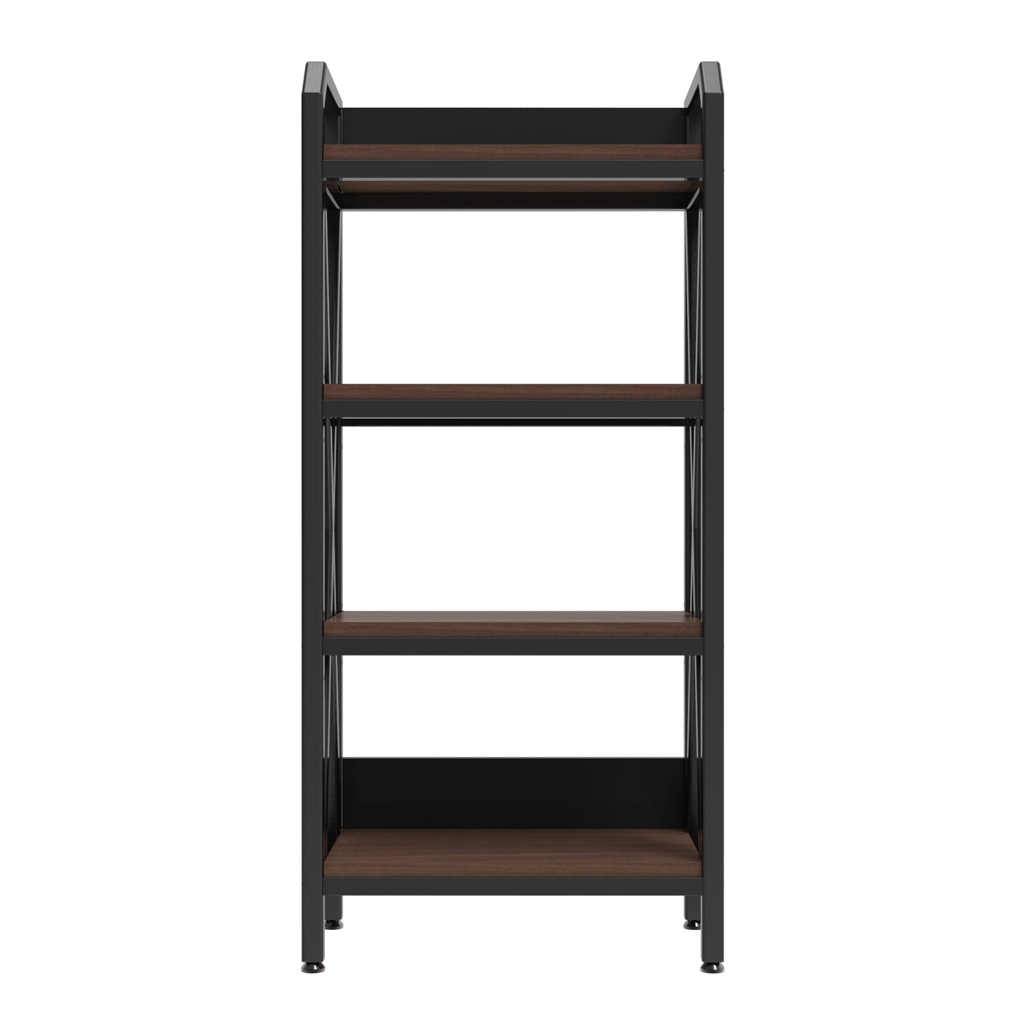 Black 56.3-Inch Metal & Wood Kitchen Storage Rack with 4 Adjustable Shelves