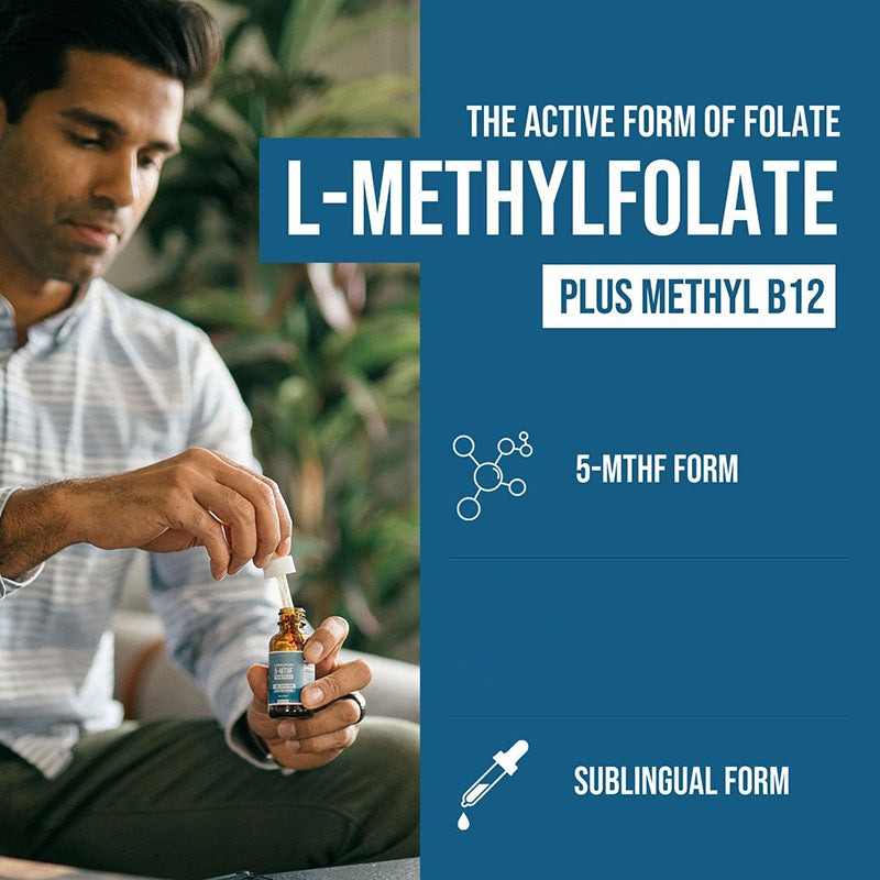 5-MTHF L-Methylfolate Liquid Drops 15mg with Methyl B12 1000mcg