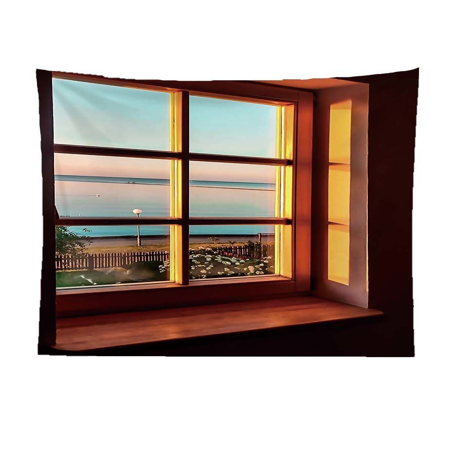 False Window Scenery Background Cloth for Home & Garden Curtains