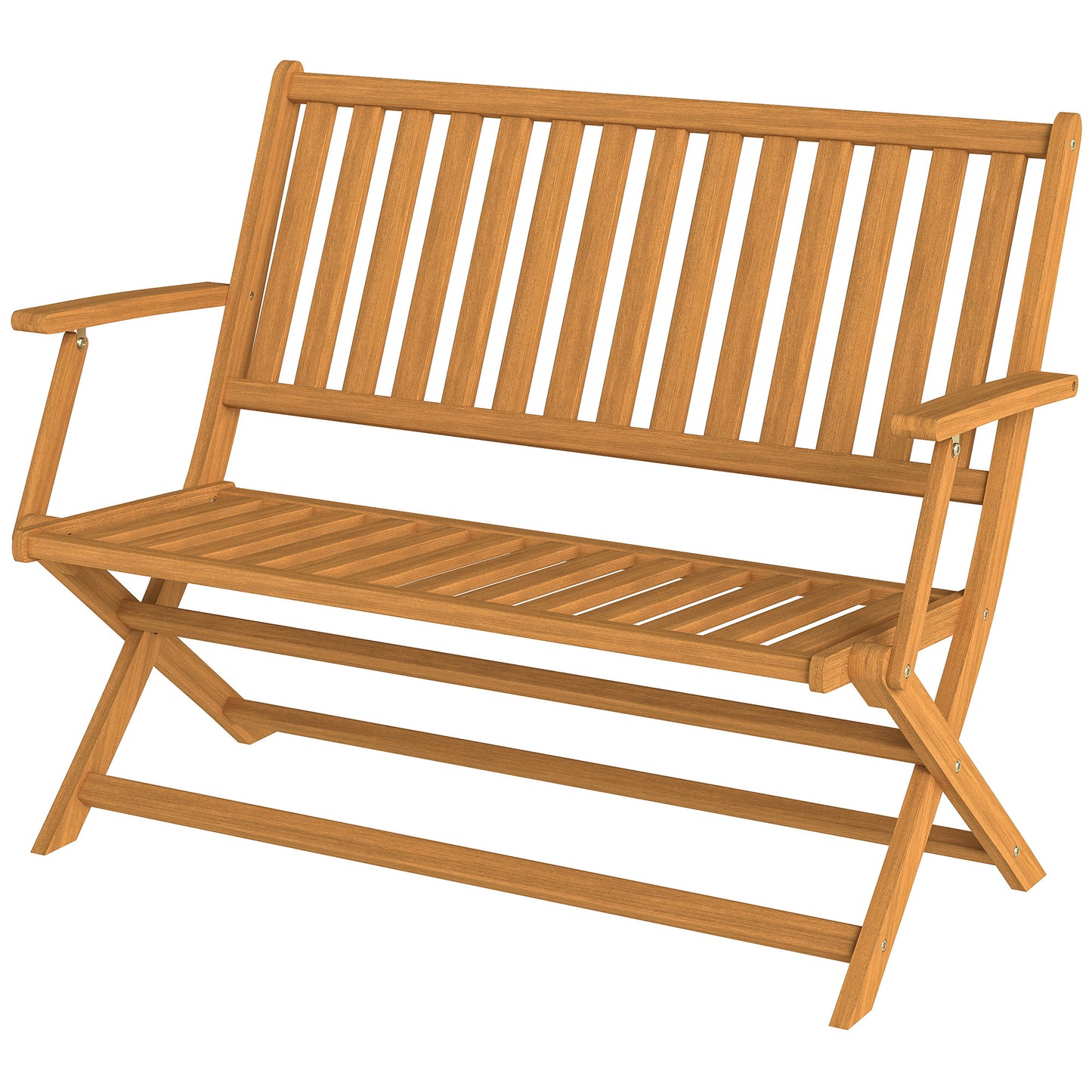 Foldable Acacia Wood Outdoor Bench with Backrest - Teak