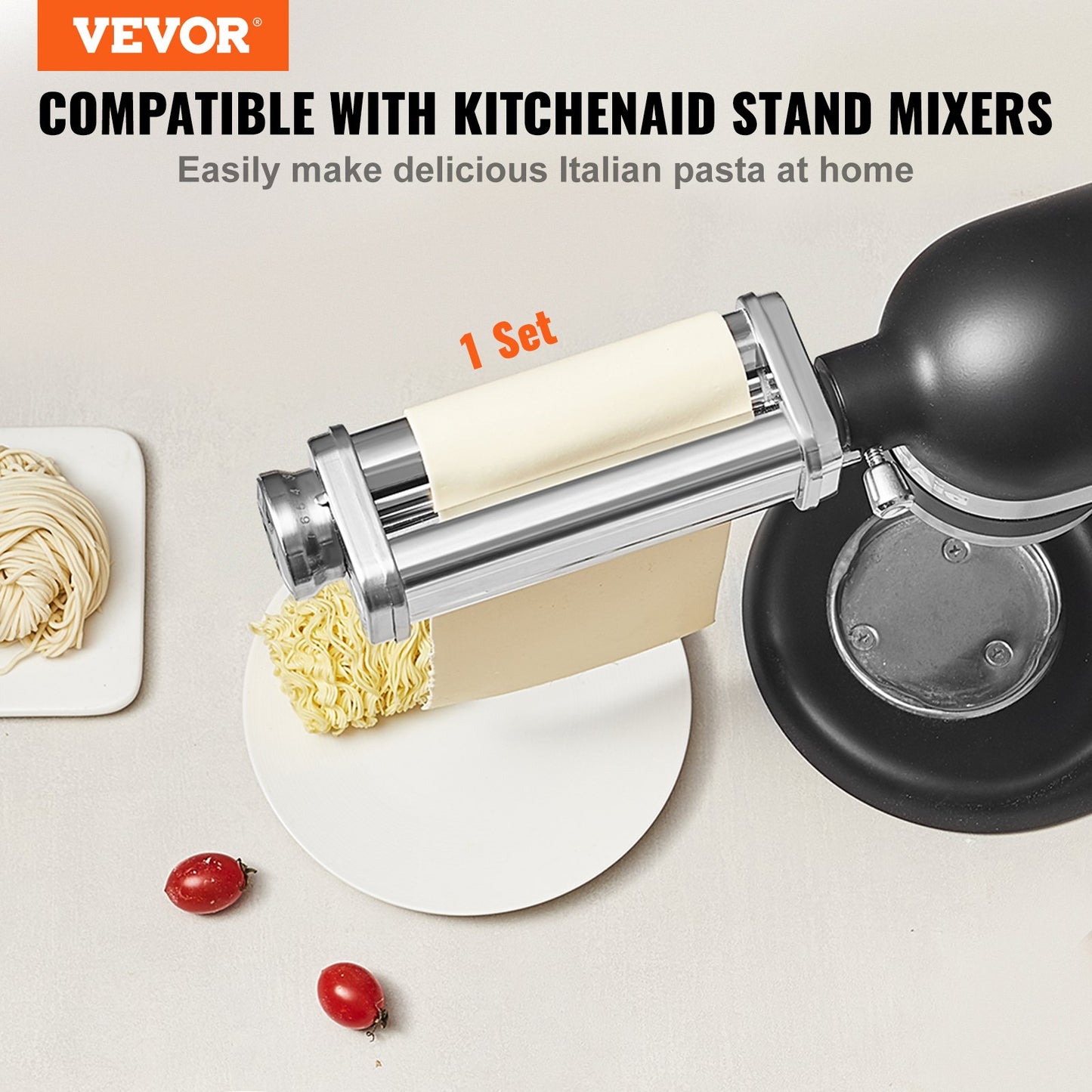 Pasta Roller Attachment for KitchenAid Stand Mixer - 8 Thickness Settings