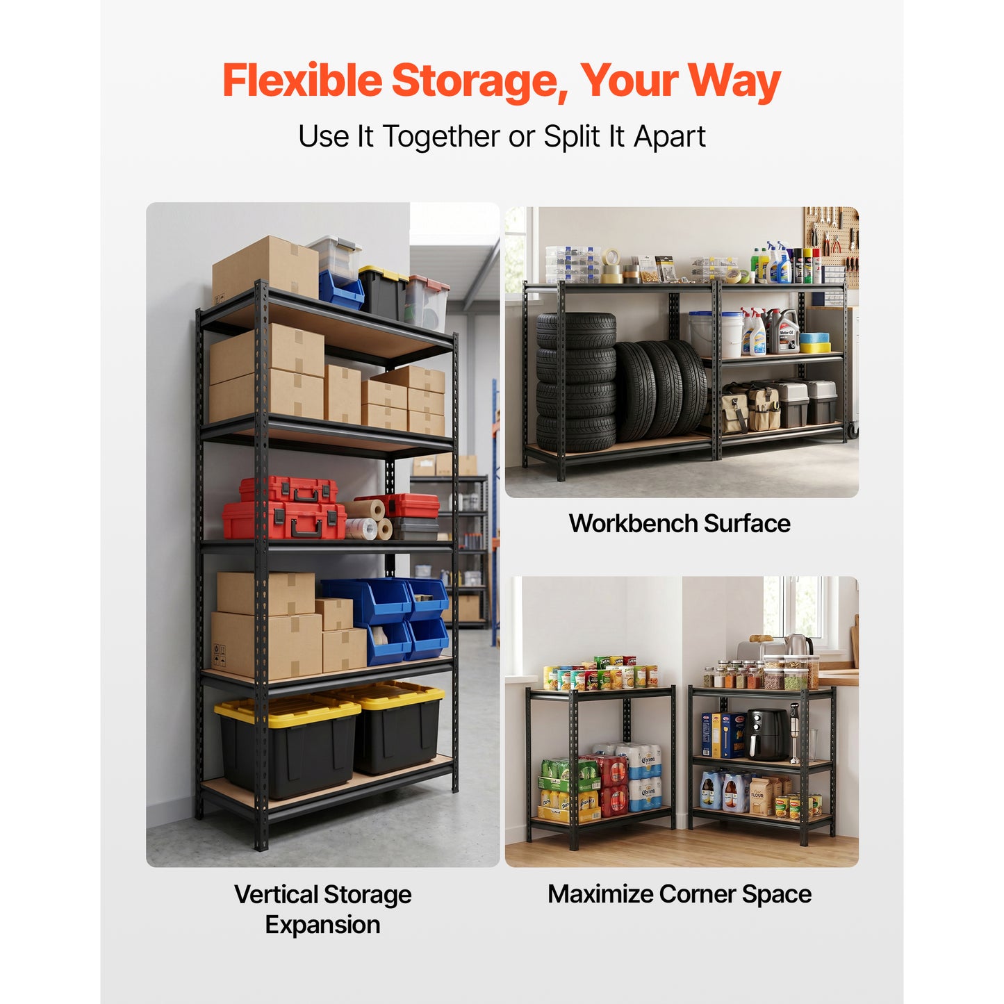 Heavy Duty 5-Tier Metal Garage Storage Shelves - 2000 Lb Capacity, Adjustable Utility Rack, 36 x 18 x 71 Inches