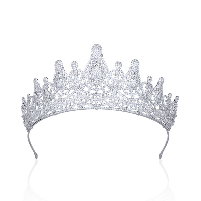 Zircon Wedding Tiara - White Gold Crown Headpiece