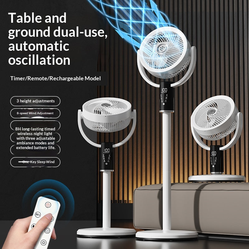 Rechargeable Desktop Floor Fan with Oscillation and Remote Control