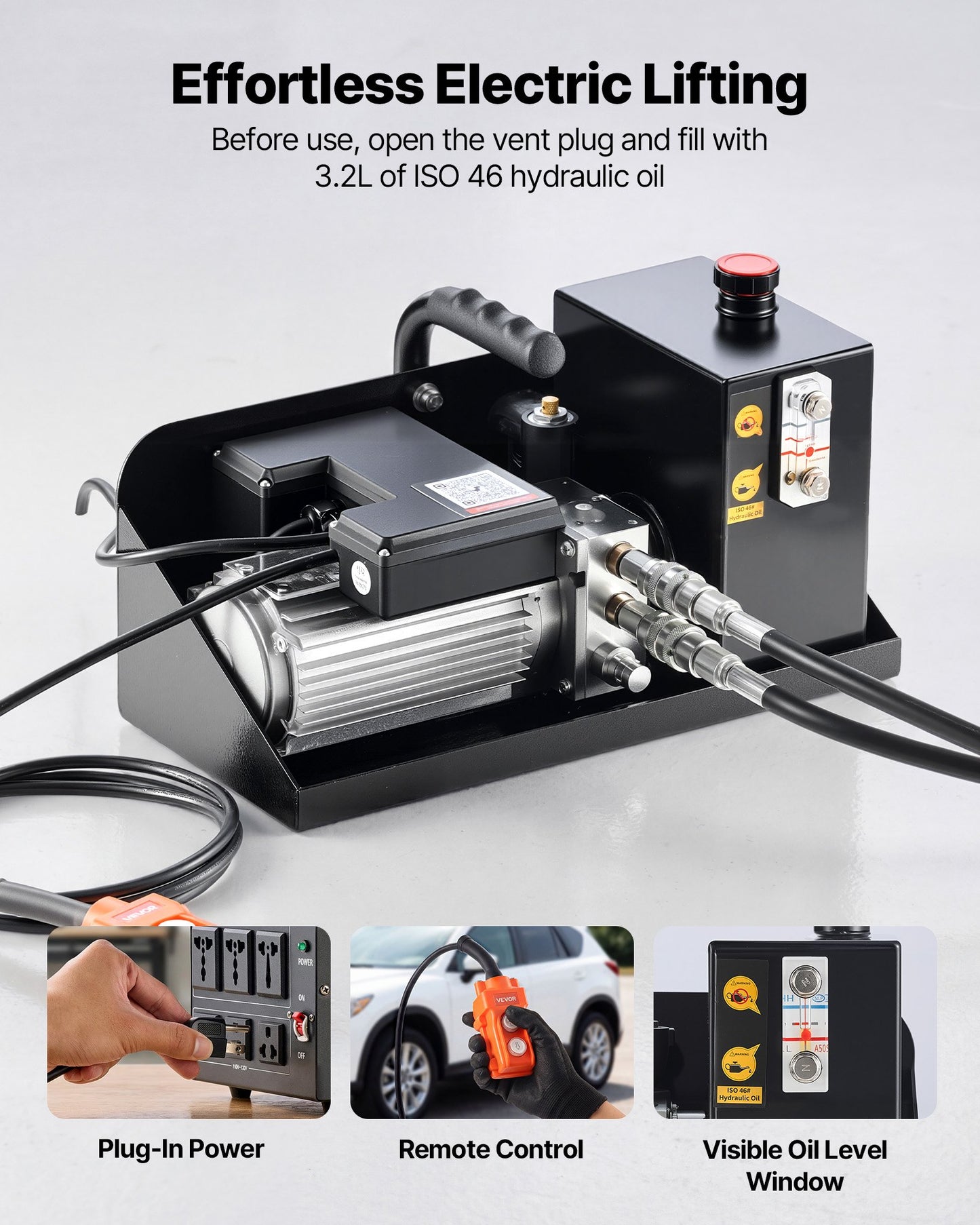 Portable Car Lift 9000 lbs Capacity - Heavy Duty Hydraulic Garage Jack with Wheels
