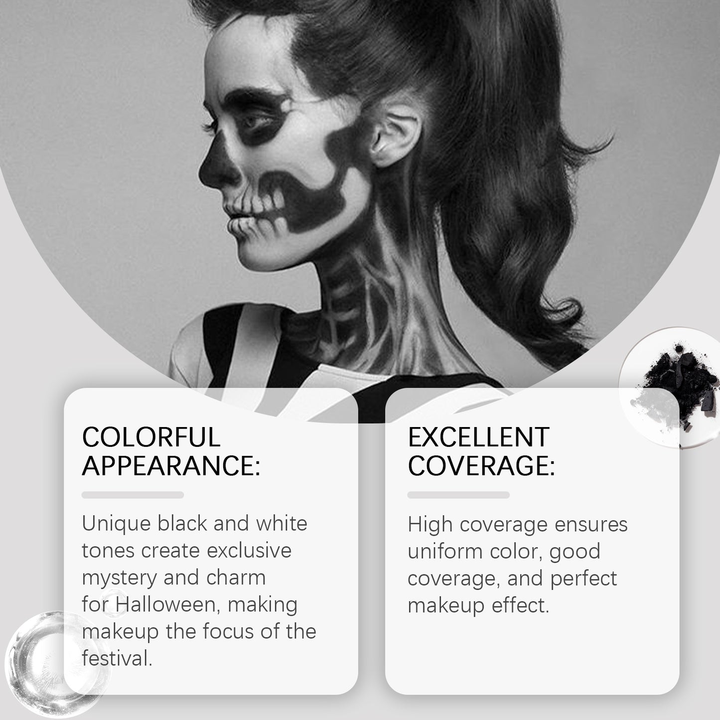 Black and White Face Paint Kit for Halloween Skeleton Cosplay Makeup
