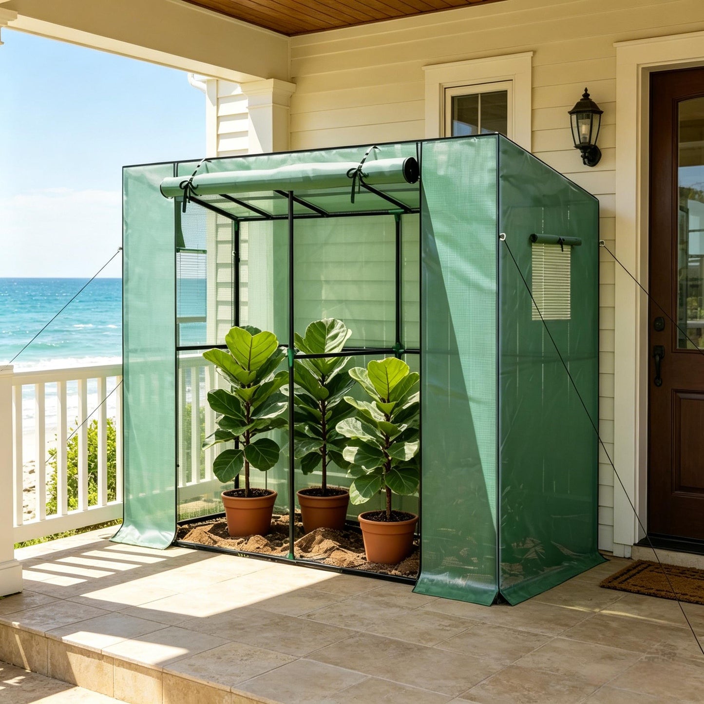 Portable Greenhouse with Roll-Up Door - Small Green, 78.7" L