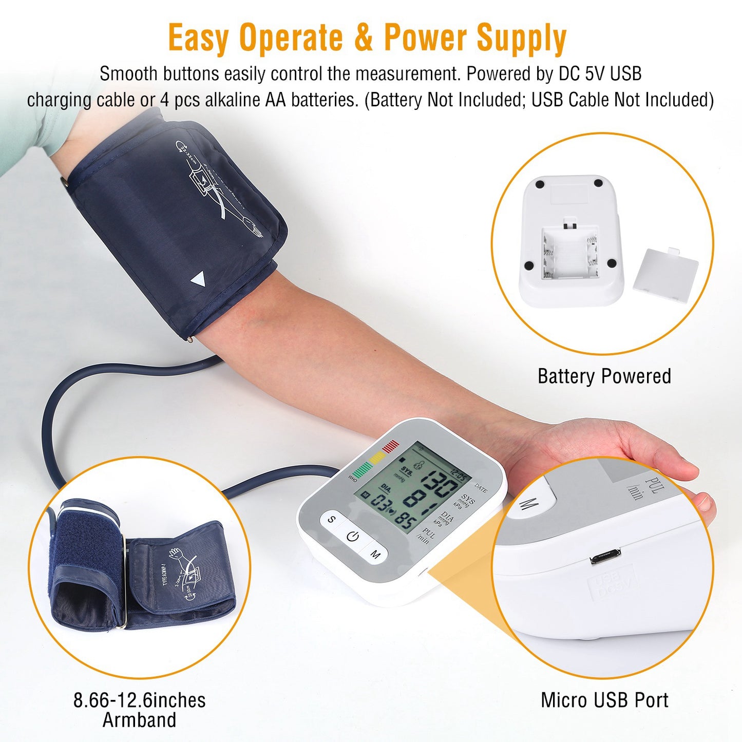 Digital Blood Pressure Monitor with Voice and Large LCD Display - Home Health Cuff