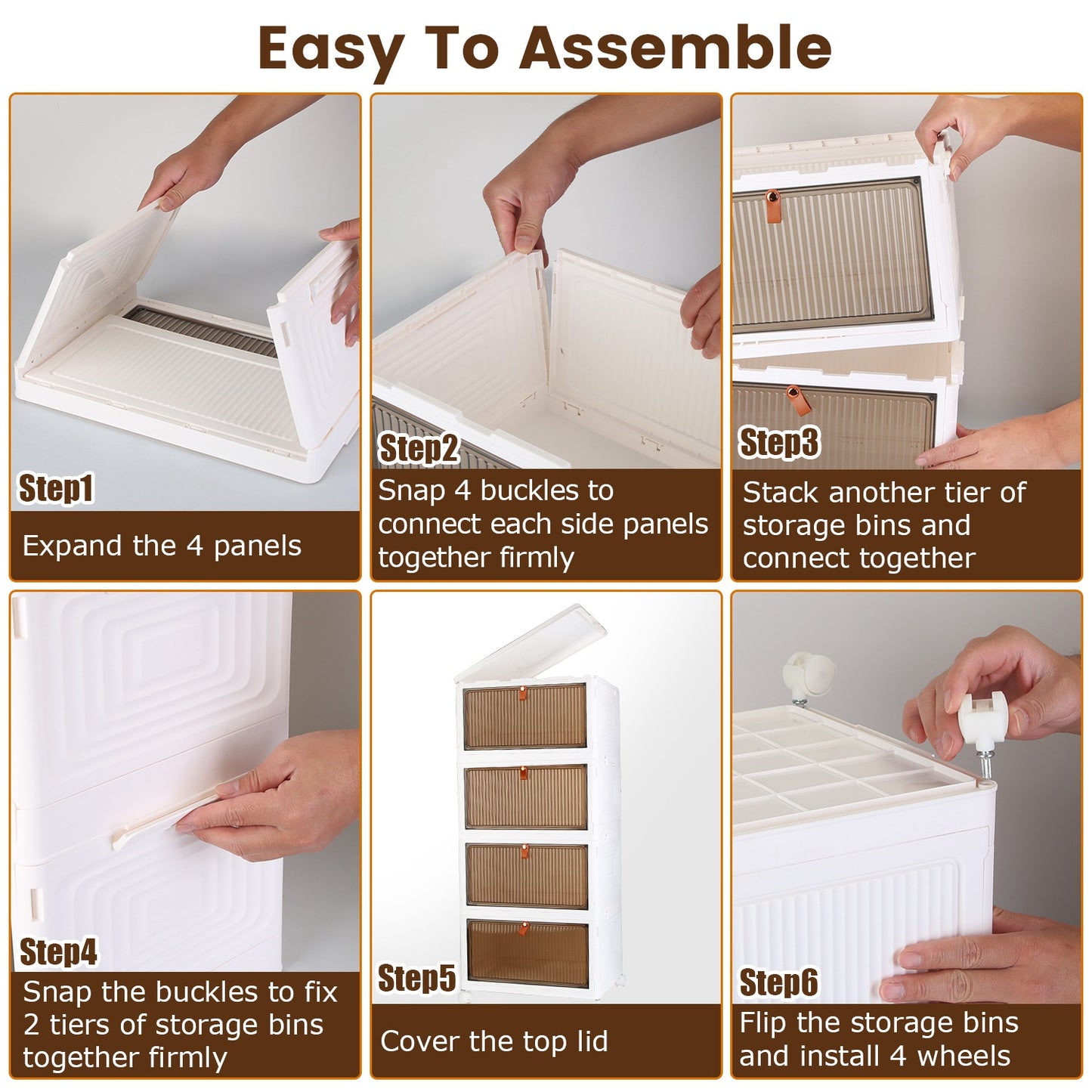 4Pc Foldable Storage Bins With Lid For Home Front Magnetic Door