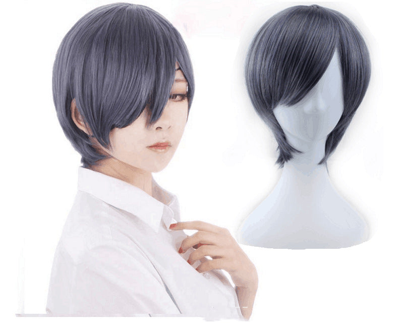 Men's Purple & Gray Mixed Color Short Wig