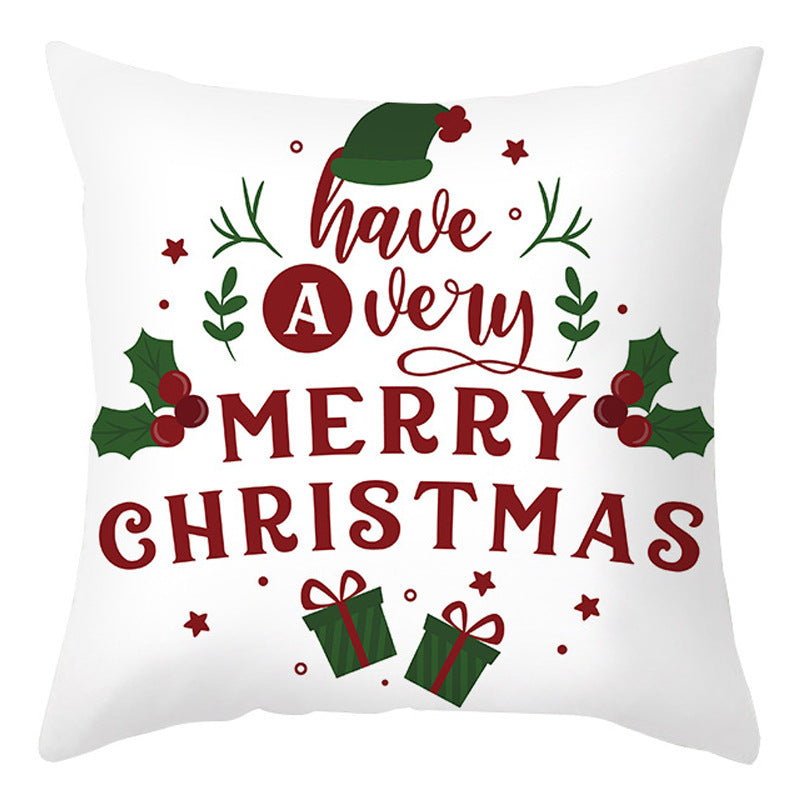 Christmas Pillow Cover Cartoon Letter Print Cushion Cover for Sofa & Office