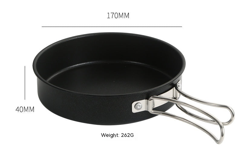 Portable Outdoor Cookware Set with Folding Pans & Windproof Gas Stove