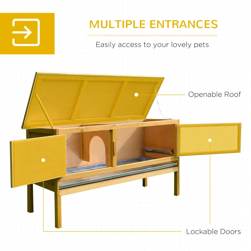 Wooden Rabbit Hutch with Waterproof Roof and Removable Tray - Pet House for Small Animals