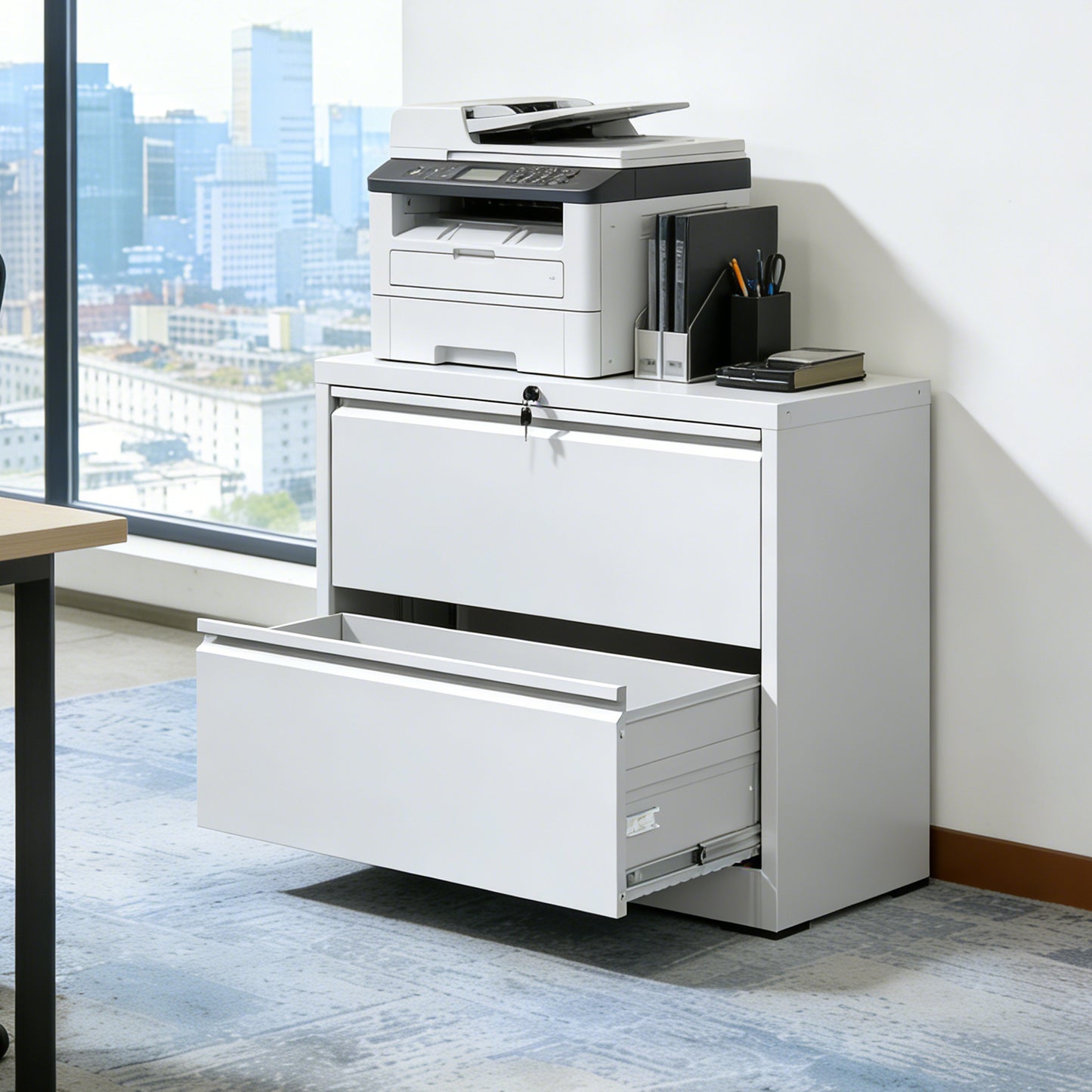 Lateral File Cabinet 2 Drawer, 35.4 Inch Wide Metal Filing For Home