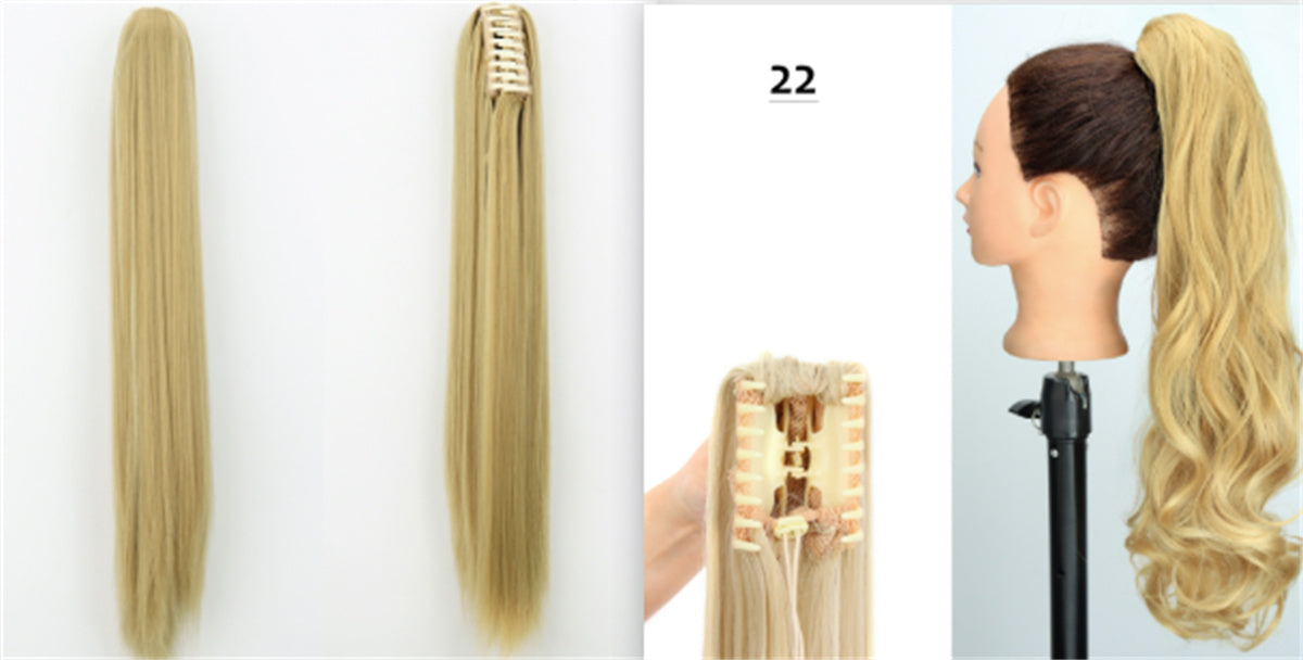 Long Straight Synthetic Wig with Ponytail Claw Clip - Chemical Fiber Hair Extension