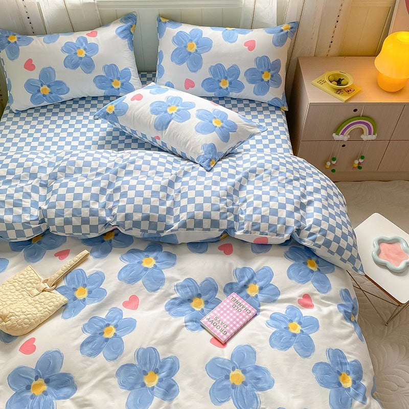 Printed Cartoon Girl Cotton Bed Quilt Cover Set - Multiple Sizes & Styles