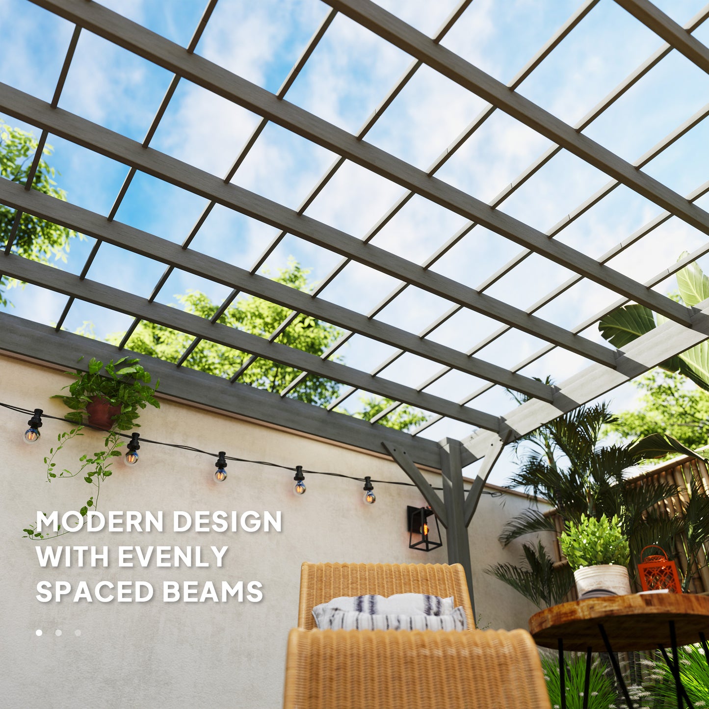 Outdoor Wooden Pergola - 12x20 ft Gray Garden Gazebo