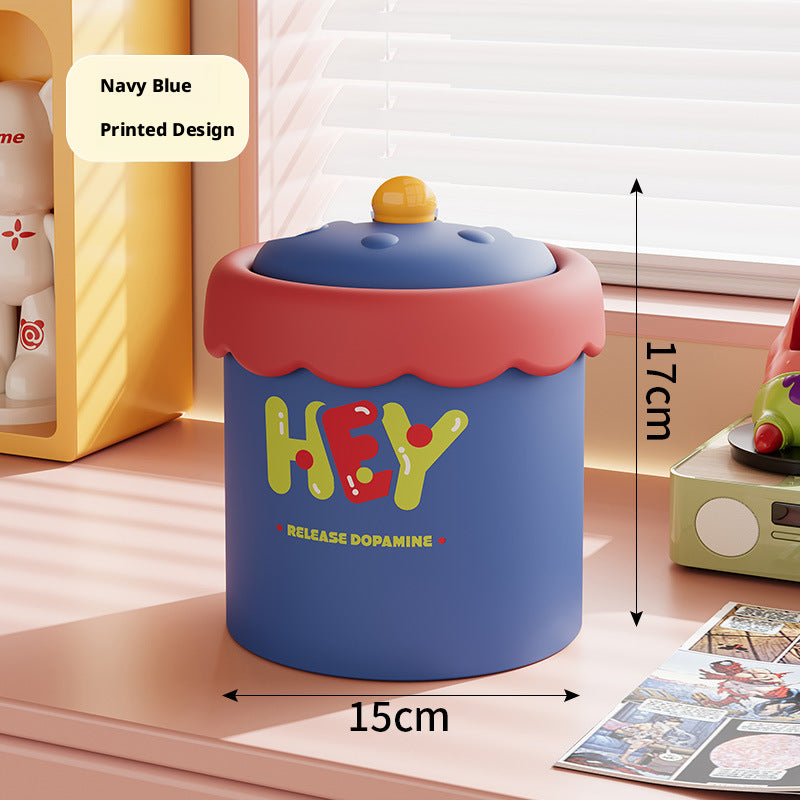 Blue Plastic Trash Can with Lid - Durable Kitchen Waste Bin, 1 Piece