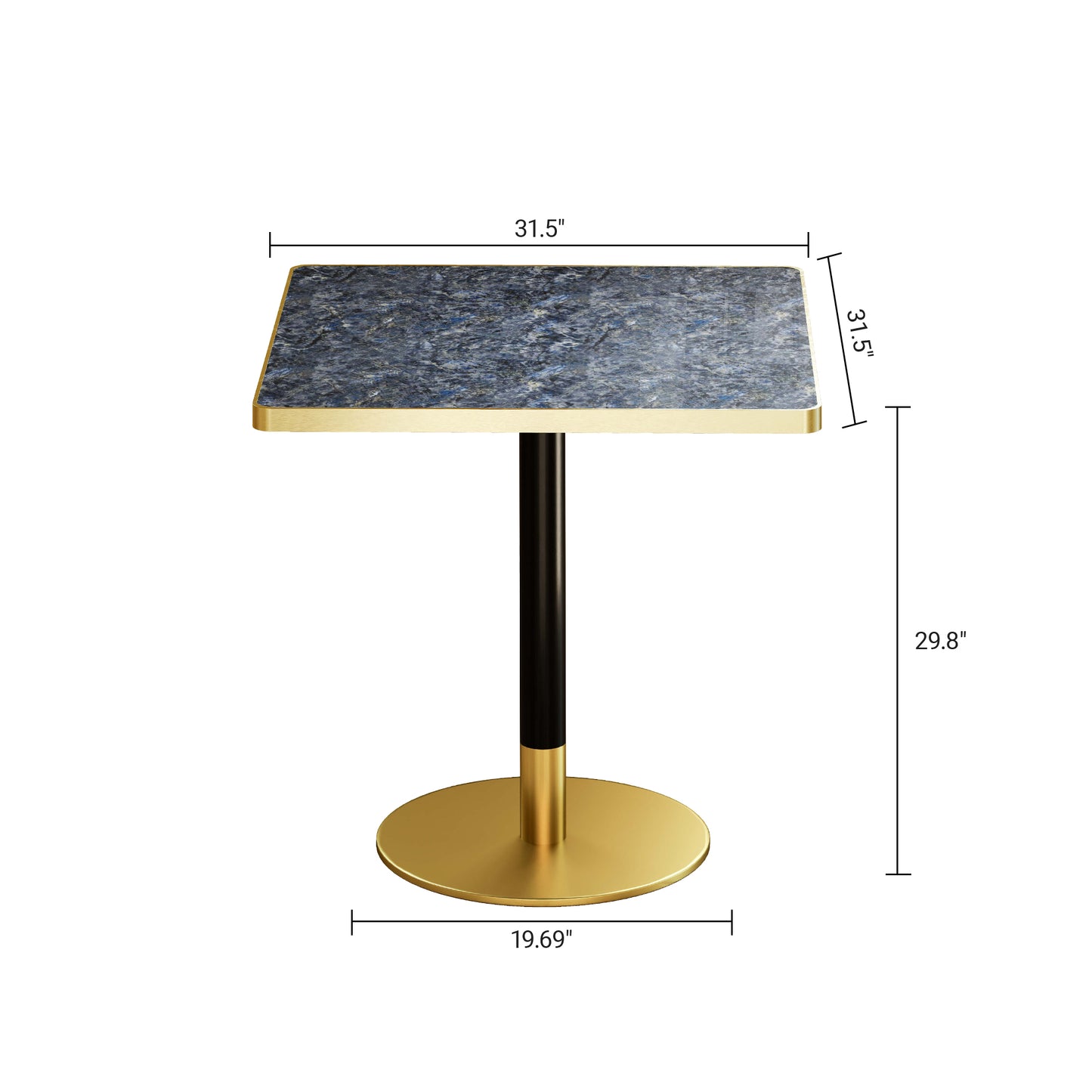 31.5-Inch Bistro Table with Faux Marble Top - Light Slate Grey