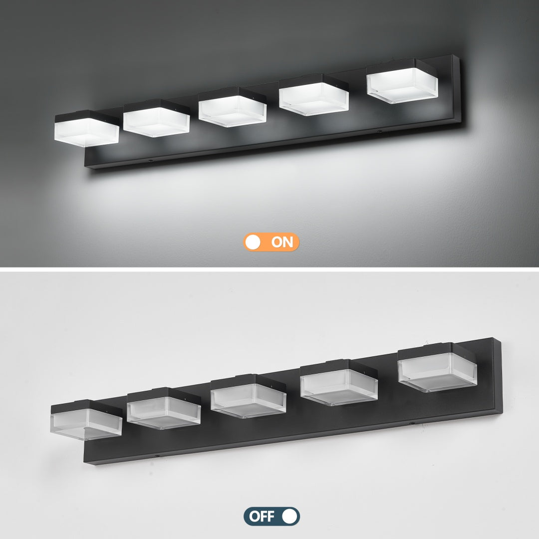 Modern Black Bathroom Vanity Light Fixture - 5 LED Lights